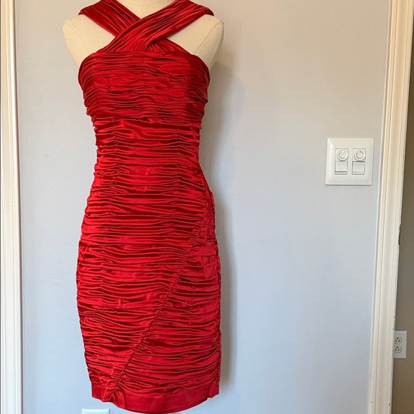 Calvin Klein Collection Red Ruched Mini Dress - Picture 2 of 6